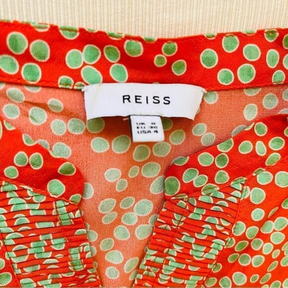 Reiss Womens Top Silk Sleeveless Polka Dot Career Casual Vneck Elegant Fashion 4 - Picture 5 of 5